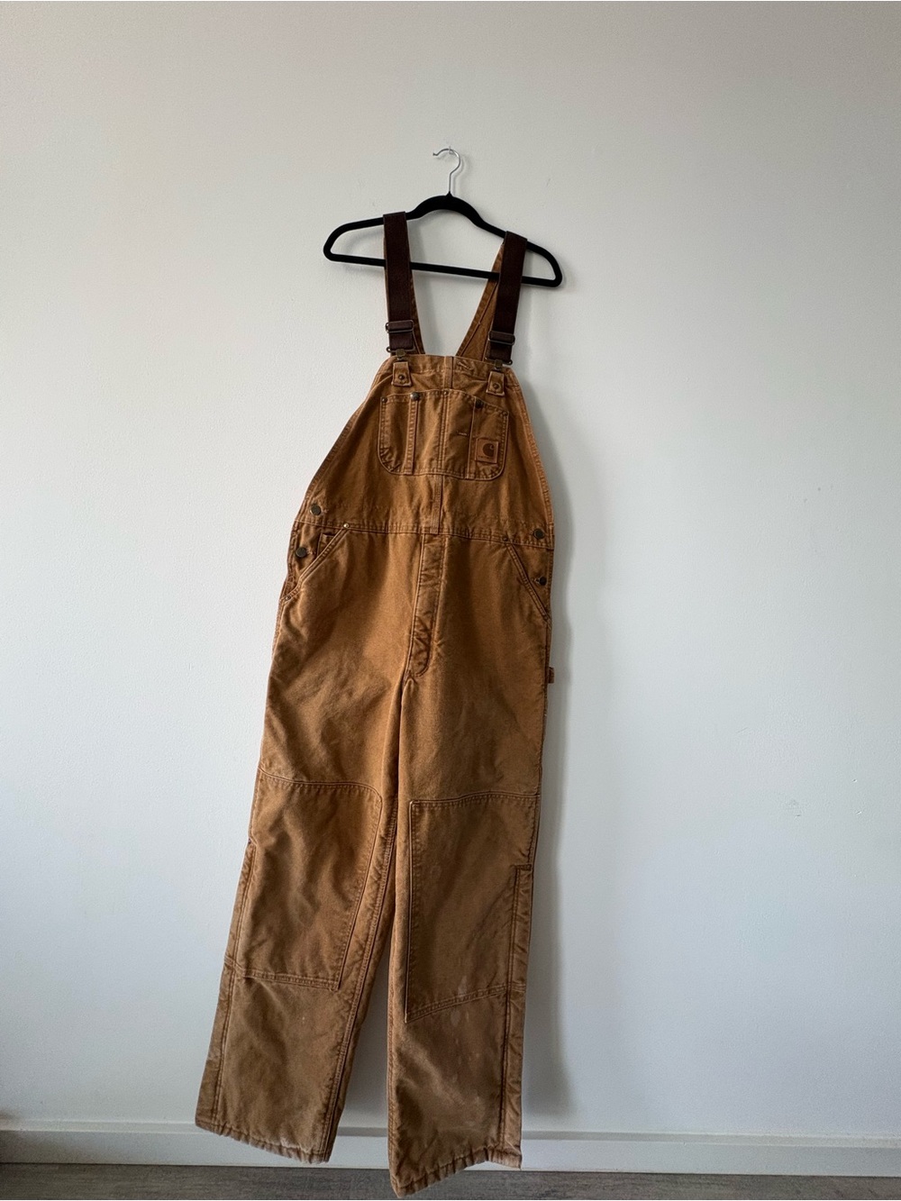 Men’s Carhartt Brown Workwear Duck Canvas Bib Overalls 38x32